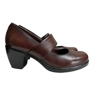 Dansko Brooke Brown Leather Heels with Chunky Heel